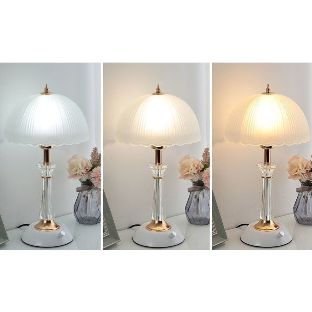 Europäischer Stil Schlafzimmer Nachttisch Moderne Einfache Kreative Persönlichkeit Dimmbarer Knopfschalter Glas Lampenschirm Tischlampe_voghion.com