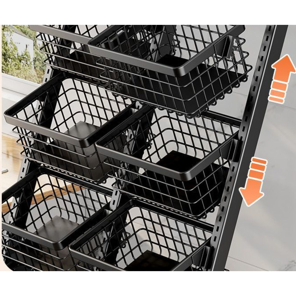 Keuken staande meerlaagse groente- en fruitmand, multifunctionele woonkamer snackrek met wielen_voghion.com