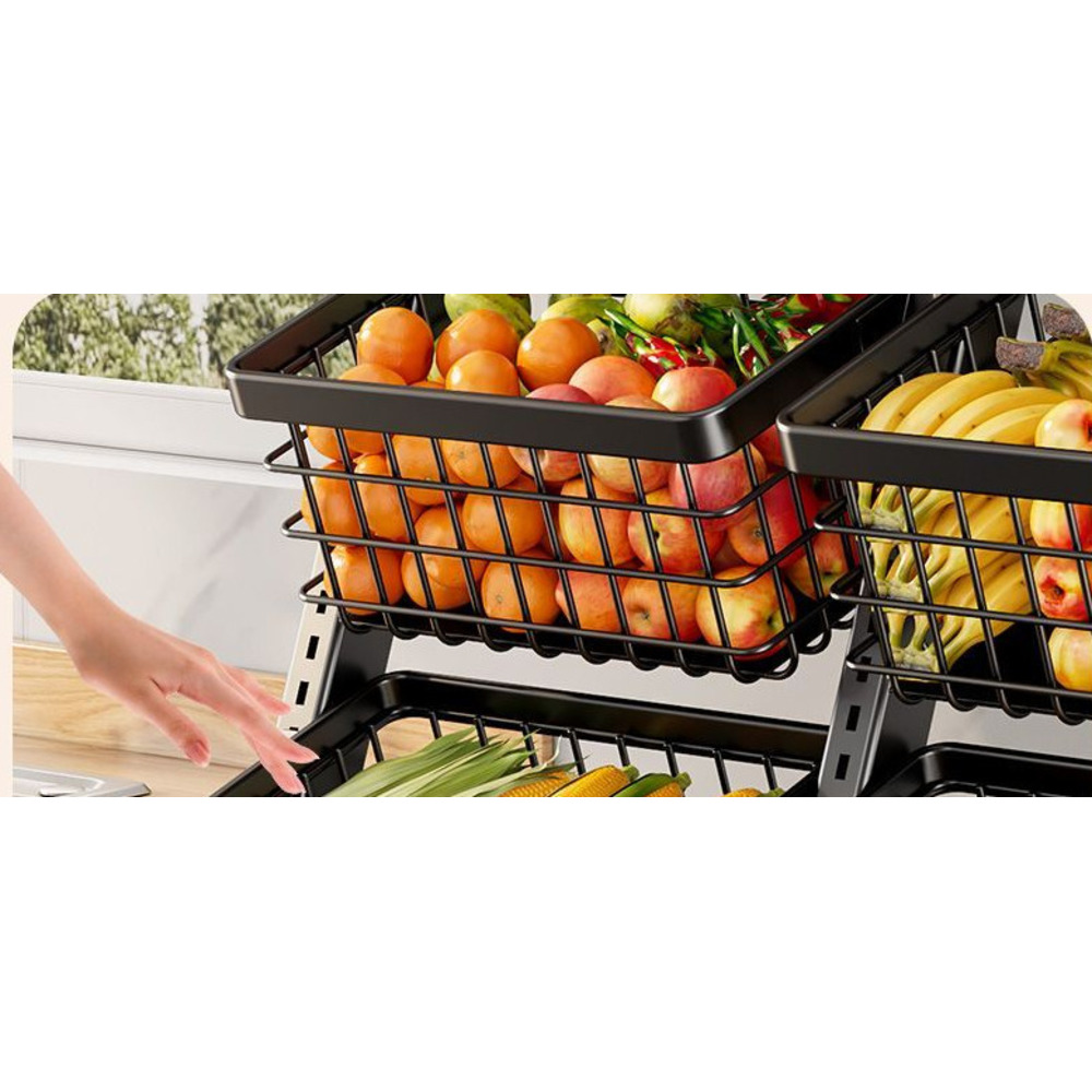 Keuken staande meerlaagse groente- en fruitmand, multifunctionele woonkamer snackrek met wielen_voghion.com