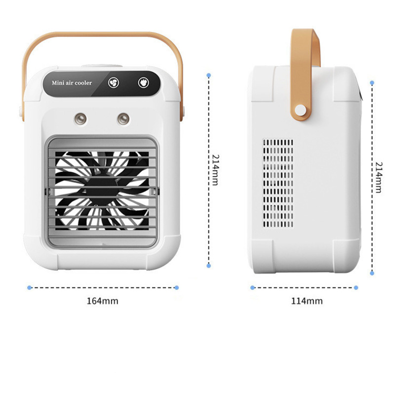 Cooling Fan With Refrigeration, Spray Mist, And Humidification; USB‑Charged Portable Mini Air Conditioner For Car, Dorm, And Office_voghion.com