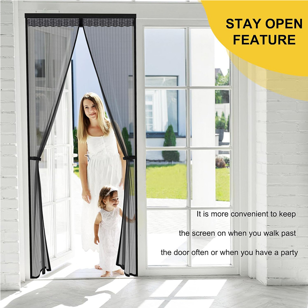 Magnetic Fiberglass Screen Door Curtain, No Drilling Self Sealing Anti Mosquito Fly Mesh Curtain, Auto Close Insect Bug Barrier Net For Bedroom Patio_voghion.com
