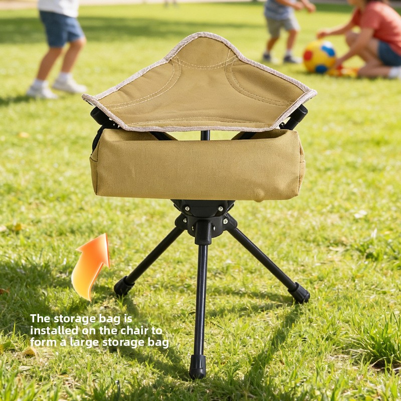 360° Swivel Folding Camping Stool, Lightweight Portable Tripod Seat, Heavy Duty Foldable Outdoor Stool For Fishing Hunting Picnic Backpacking Beach_voghion.com