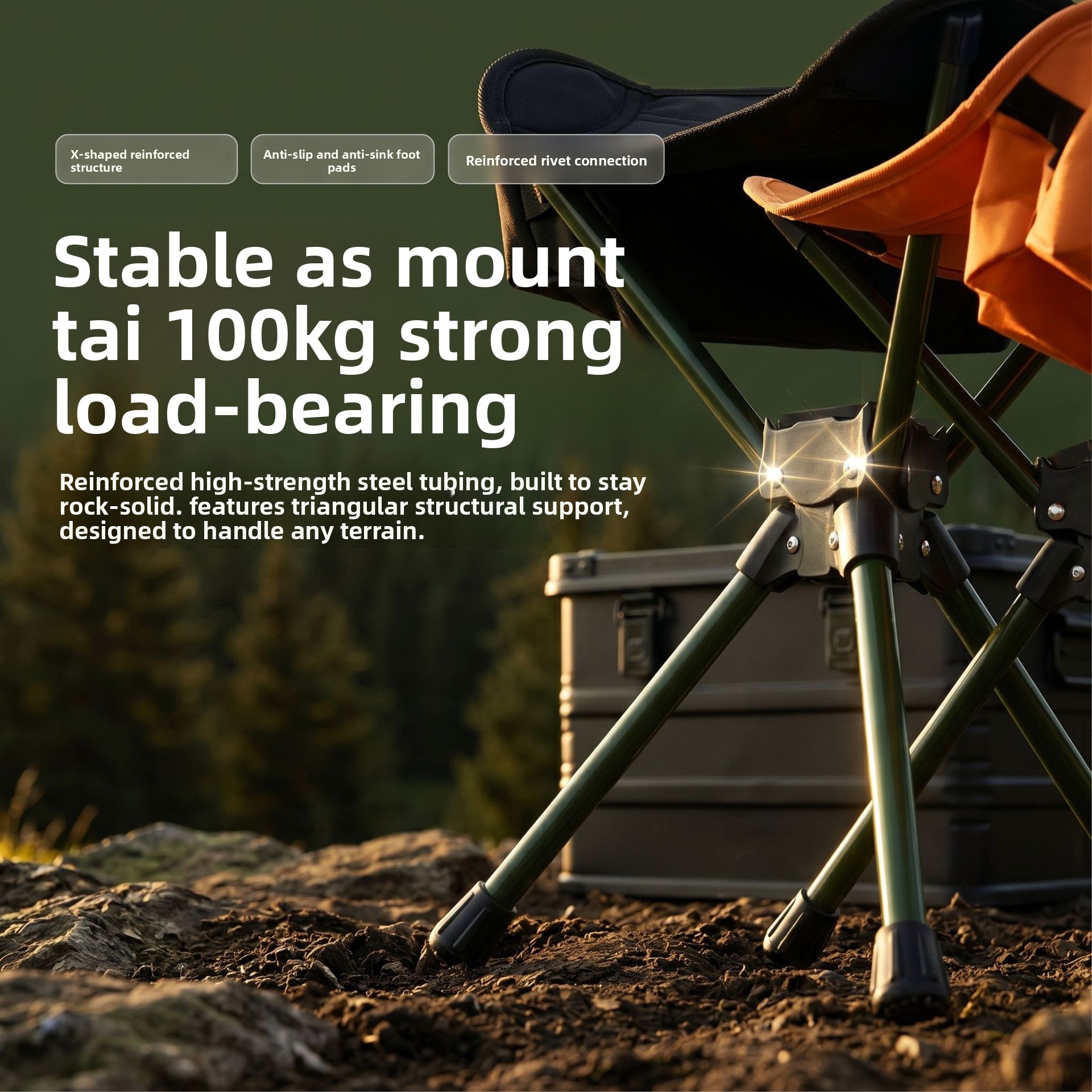 360° Swivel Folding Camping Stool, Lightweight Portable Tripod Seat, Heavy Duty Foldable Outdoor Stool For Fishing Hunting Picnic Backpacking Beach_voghion.com