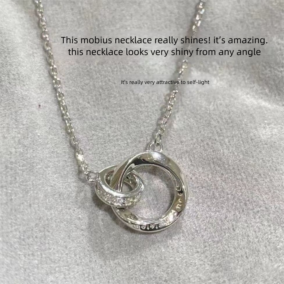 Mobius loop punottu kaulakoru 925 hopeaa lahja pariskunnalle_voghion.com