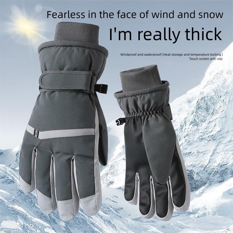 Ski Gloves Touch Screen Waproof Outdoor Sports Men And Women Warm Plus Velvet Thickened Riding Non-Slip Windproof_voghion.com
