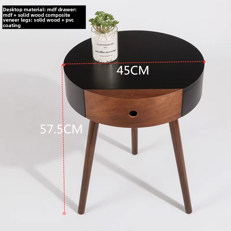 Italian Minimalist Round Bedside Cabinet Living Room Side Corner Single Drawer Small Table Storage Ins Style_voghion.com