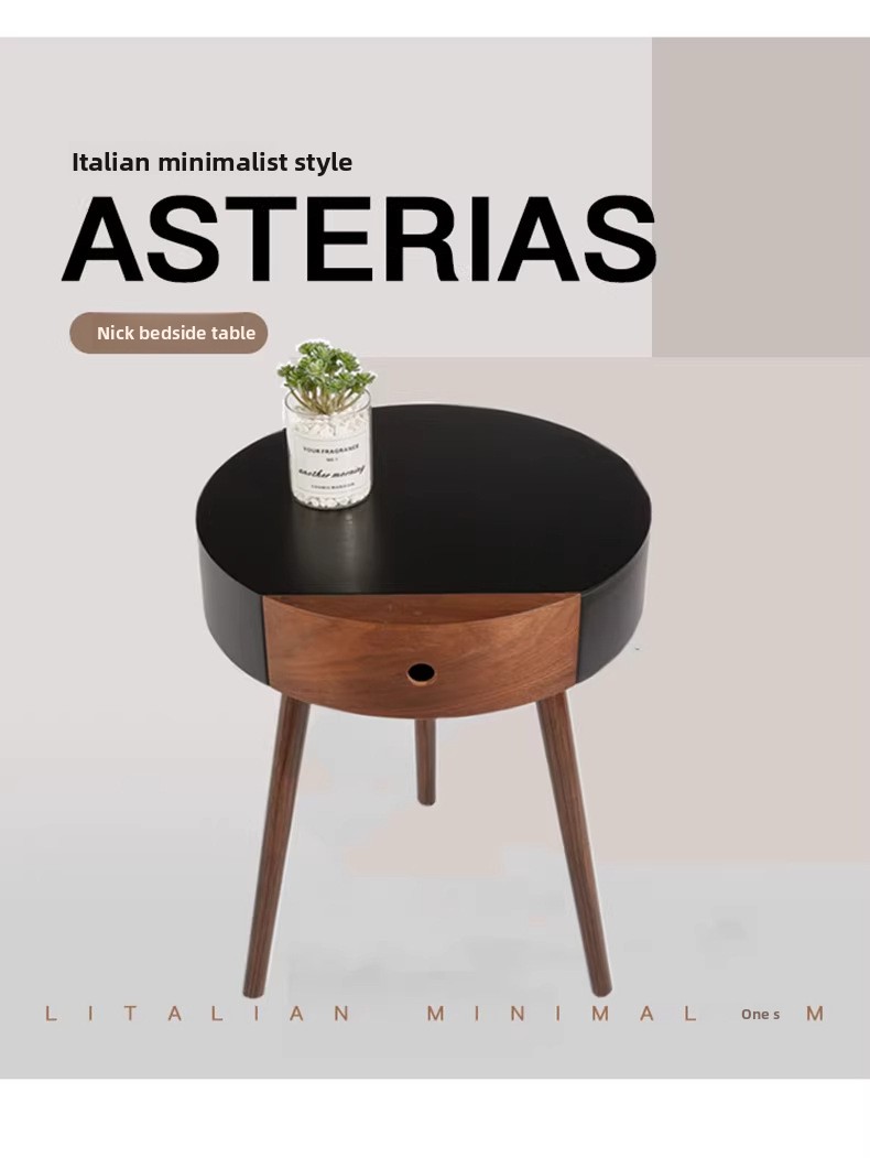 Italian Minimalist Round Bedside Cabinet Living Room Side Corner Single Drawer Small Table Storage Ins Style_voghion.com