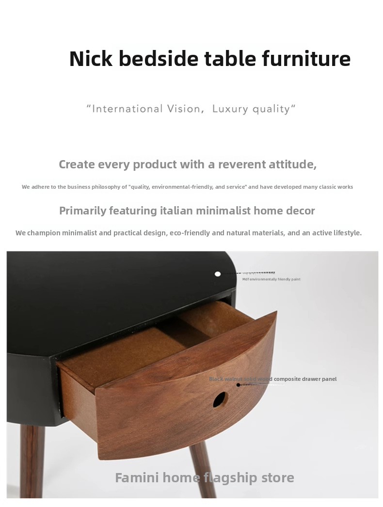 Italian Minimalist Round Bedside Cabinet Living Room Side Corner Single Drawer Small Table Storage Ins Style_voghion.com