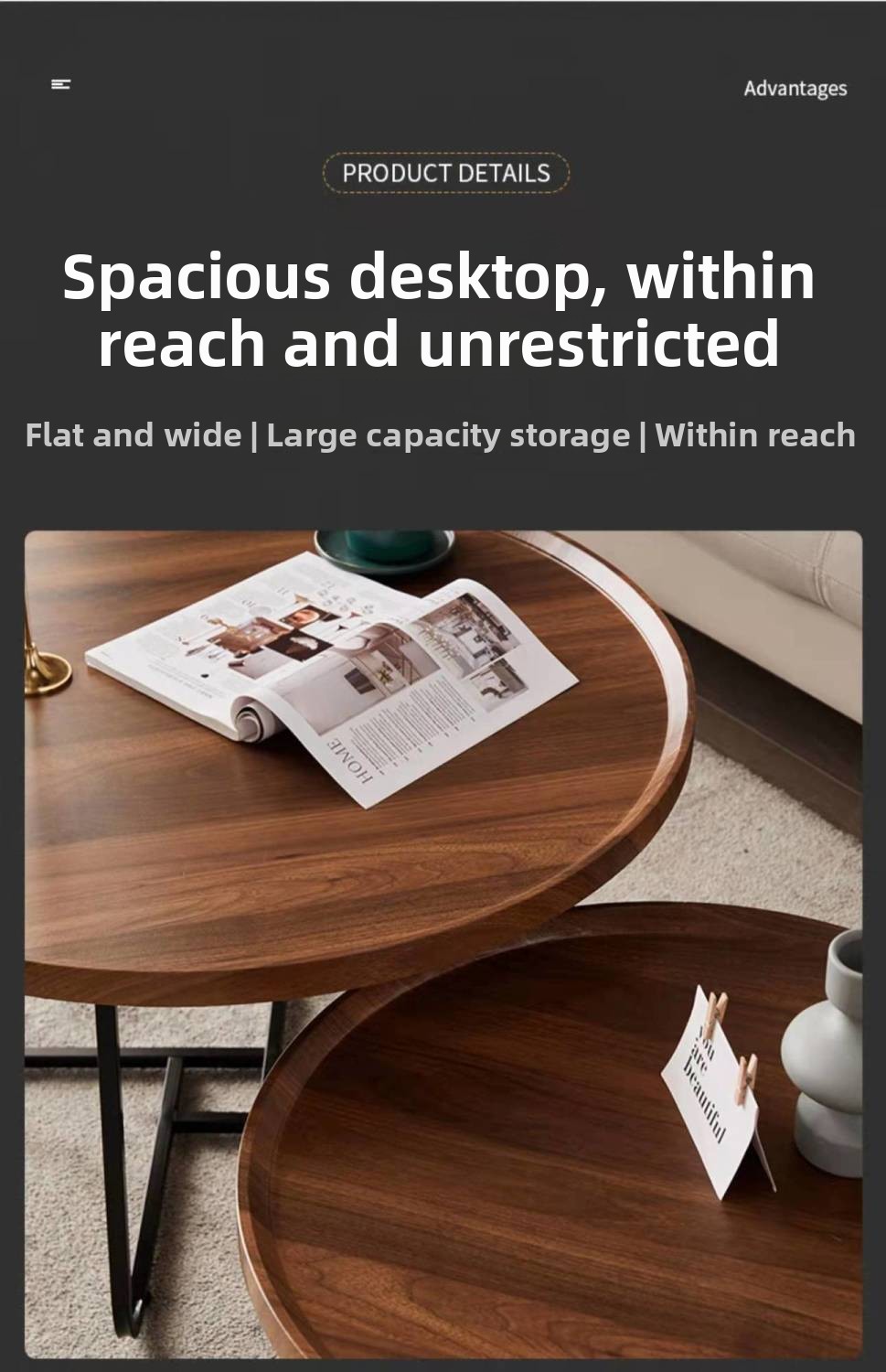 Premium Multifunktionale Moderne Einfache Wohnzimmer Hause Kleine Wohnung Runde Kombination Kaffee Tee Tisch_voghion.com