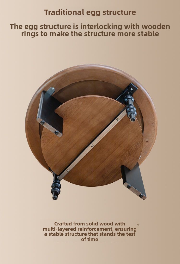 Tavolino da caffè rotondo in legno massello in stile vintage, stile francese, creativo, per piccoli appartamenti, soggiorno_voghion.com