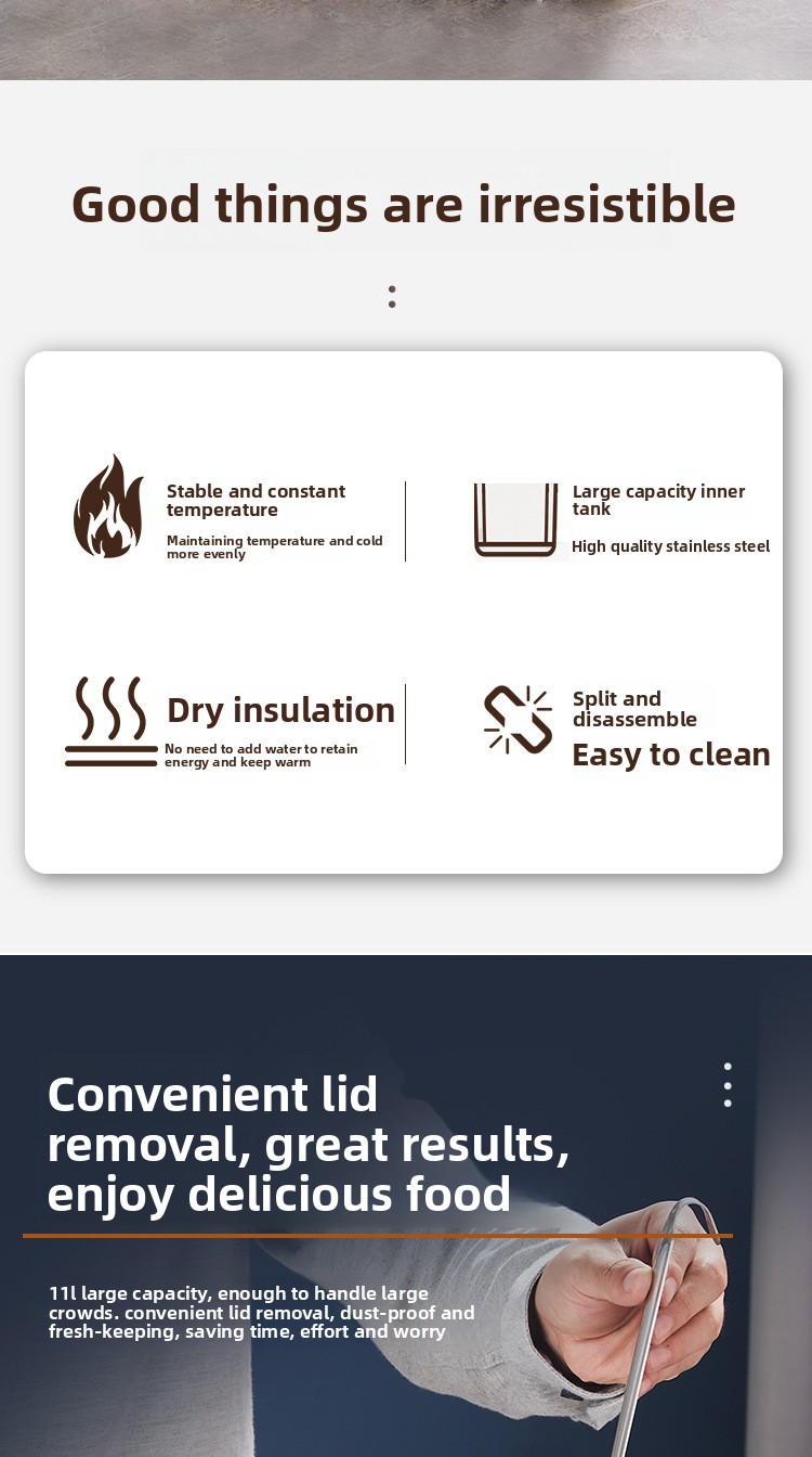 Electronic Warmer No Water Needed Stainless Steel Insulated Bucket Electric Self-service Constant Temperature Breakfast_voghion.com