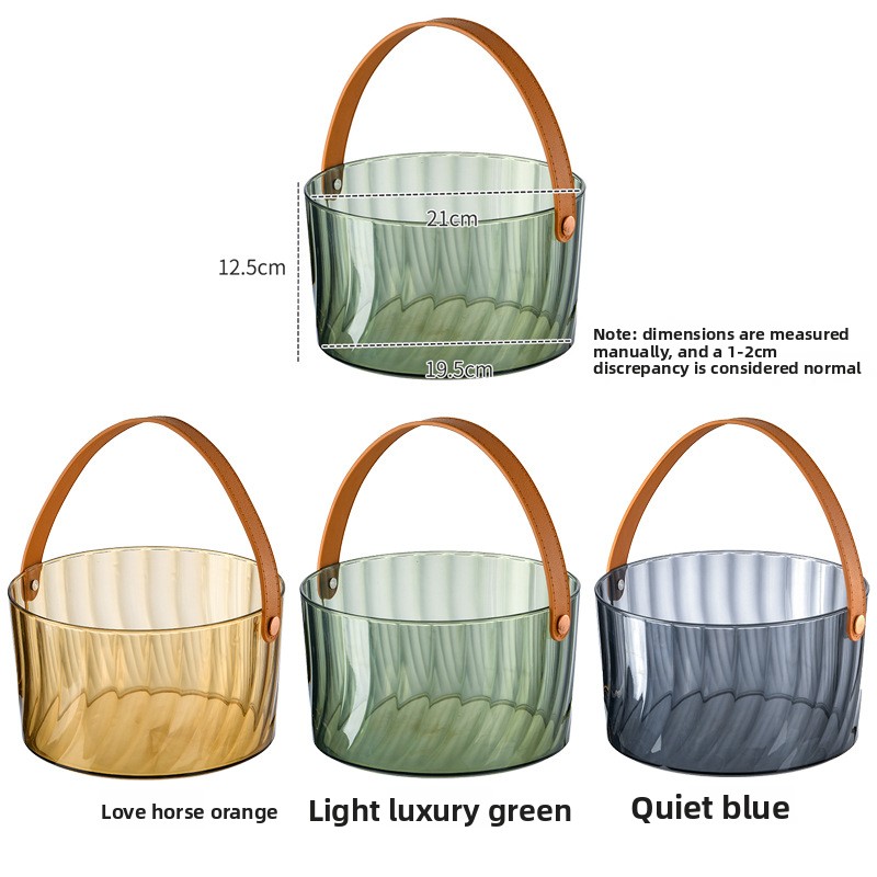 Panier à fruits rond, portable et créatif de haute qualité, idéal pour les pique-niques en extérieur. Seau à glace transparent en plastique style Ins._voghion.com