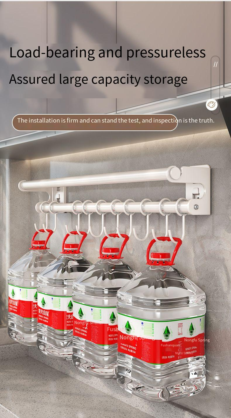 Weißer Haken ohne Bohren, Wandmontage, Hängestange, Aufbewahrung für Küchenutensilien, Löffel, Spatel, Organizer-Rack_voghion.com