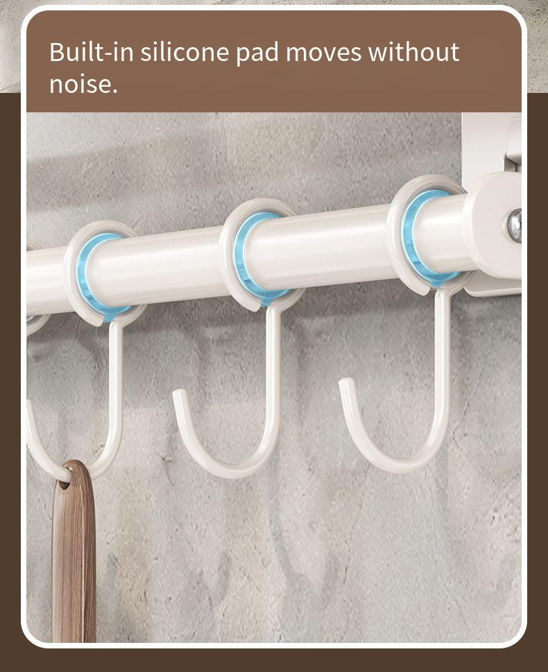 Weißer Haken ohne Bohren, Wandmontage, Hängestange, Aufbewahrung für Küchenutensilien, Löffel, Spatel, Organizer-Rack_voghion.com