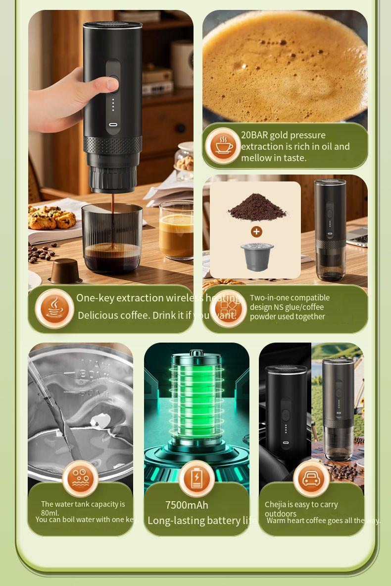 Macchina per caffè espresso portatile transfrontaliera a capsule, completamente automatica, con pompa italiana a pressione, riscaldamento wireless e estrazione a pressione._voghion.com