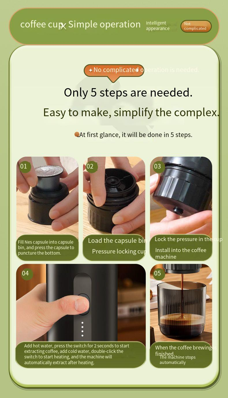 Macchina per caffè espresso portatile transfrontaliera a capsule, completamente automatica, con pompa italiana a pressione, riscaldamento wireless e estrazione a pressione._voghion.com