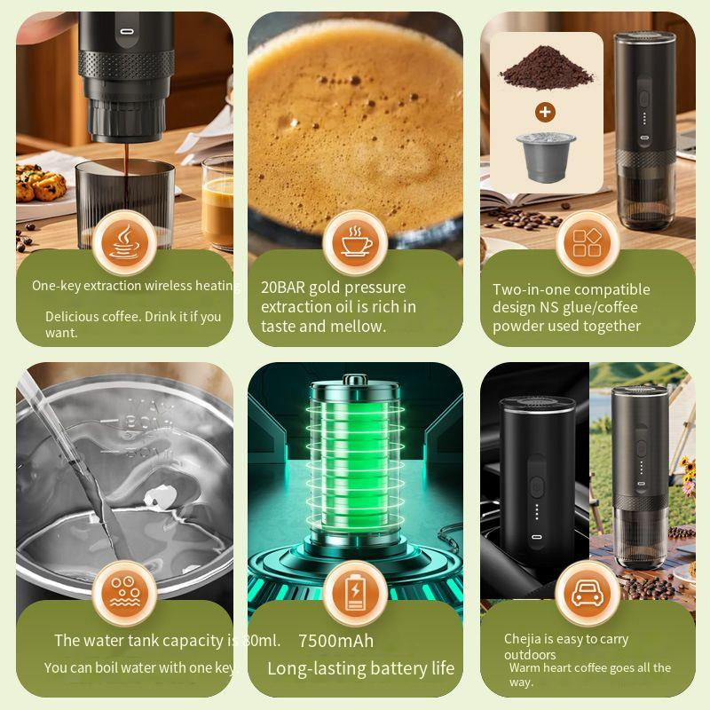 Macchina per caffè espresso portatile transfrontaliera a capsule, completamente automatica, con pompa italiana a pressione, riscaldamento wireless e estrazione a pressione._voghion.com