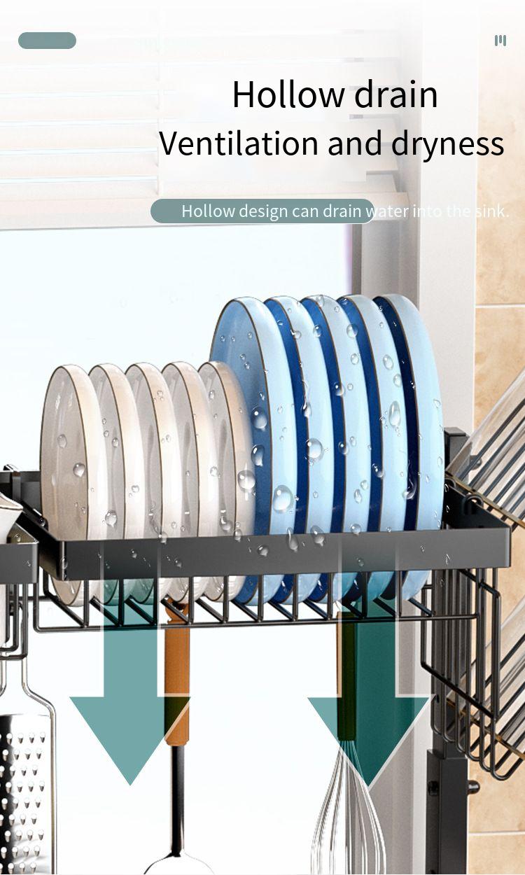 Küche Lagerung Arbeitsplatte Platte Organizer Abtropfen Über Waschbecken Schüssel Geschirr Rack Einziehbare_voghion.com