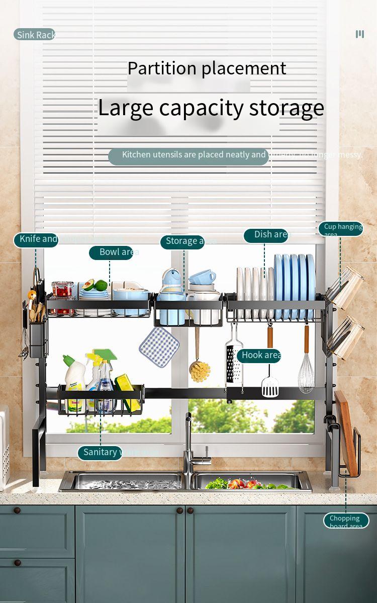 Küche Lagerung Arbeitsplatte Platte Organizer Abtropfen Über Waschbecken Schüssel Geschirr Rack Einziehbare_voghion.com