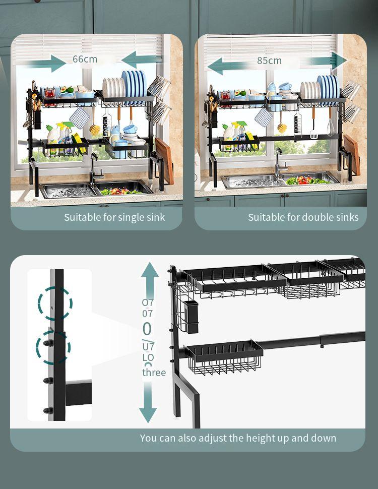 Küche Lagerung Arbeitsplatte Platte Organizer Abtropfen Über Waschbecken Schüssel Geschirr Rack Einziehbare_voghion.com