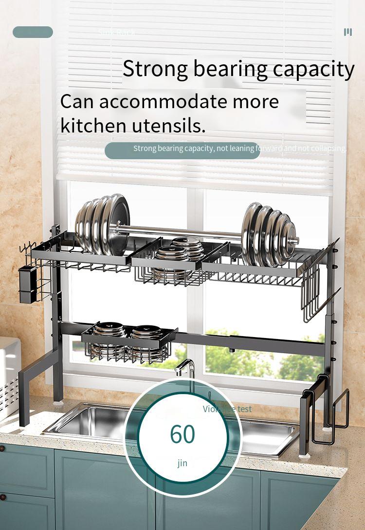 Küche Lagerung Arbeitsplatte Platte Organizer Abtropfen Über Waschbecken Schüssel Geschirr Rack Einziehbare_voghion.com