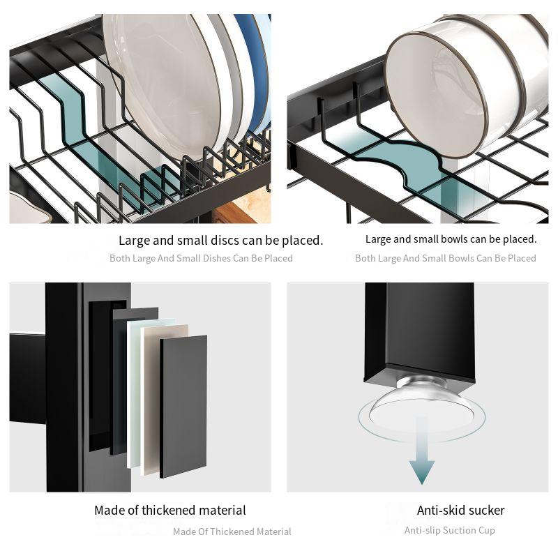 Kitchen Storage Countertop Plate Organizer Draining Over Sink Bowl Dish Rack Retractable_voghion.com