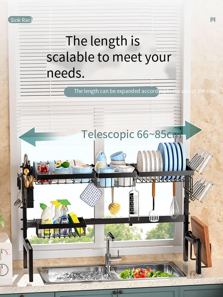 Küche Lagerung Arbeitsplatte Platte Organizer Abtropfen Über Waschbecken Schüssel Geschirr Rack Einziehbare_voghion.com