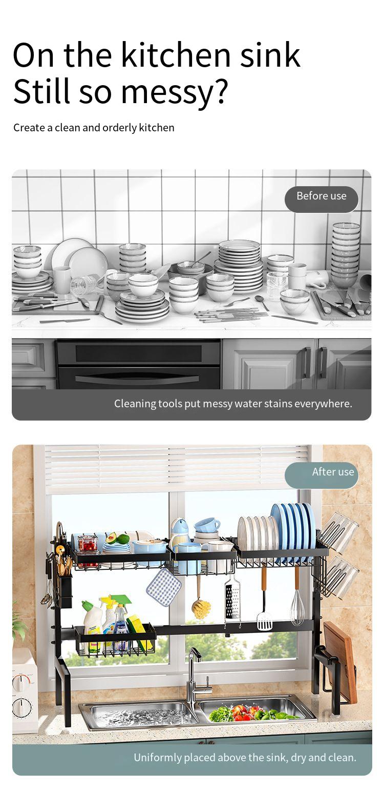 Küche Lagerung Arbeitsplatte Platte Organizer Abtropfen Über Waschbecken Schüssel Geschirr Rack Einziehbare_voghion.com