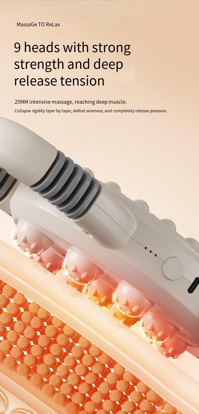 Sechs-Kopf-Faszienpistole für tiefe Rücken- und Taillenmassage mit hochfrequenter Vibration und Muskelentspannung, multifunktional mit mehreren Köpfen_voghion.com