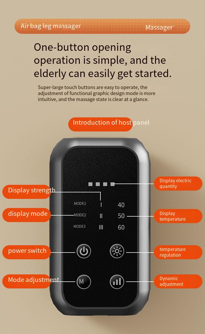 Elektrischer Waden-Airbag mit Luftdruckmassagegerät, Multifunktions-Massagegerät mit konstanter Temperatur, Wärmekompresse, Schönheits-Beine_voghion.com