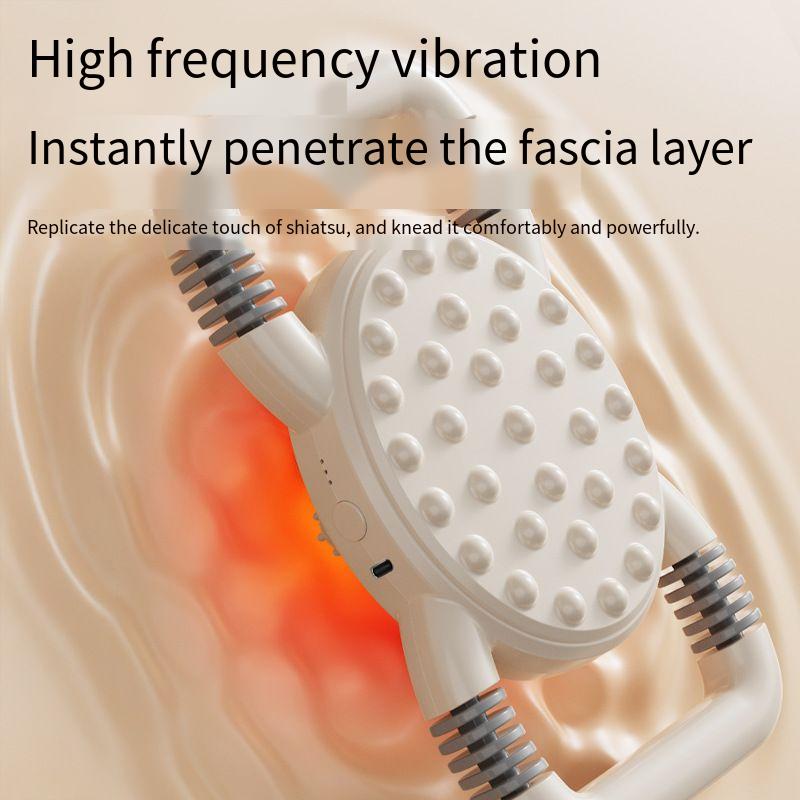 Sześciogłowicowy pistolet do głębokiego masażu pleców i talii, wibracje o wysokiej częstotliwości, relaksacja mięśni, wielogłowicowy, wielofunkcyjny_voghion.com
