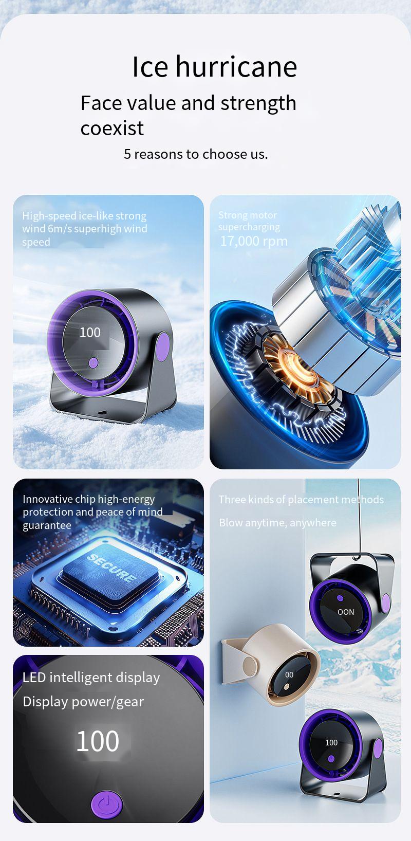 Usb Desk Fan Rechargeable High Speed Portable Office Cooling Fan_voghion.com