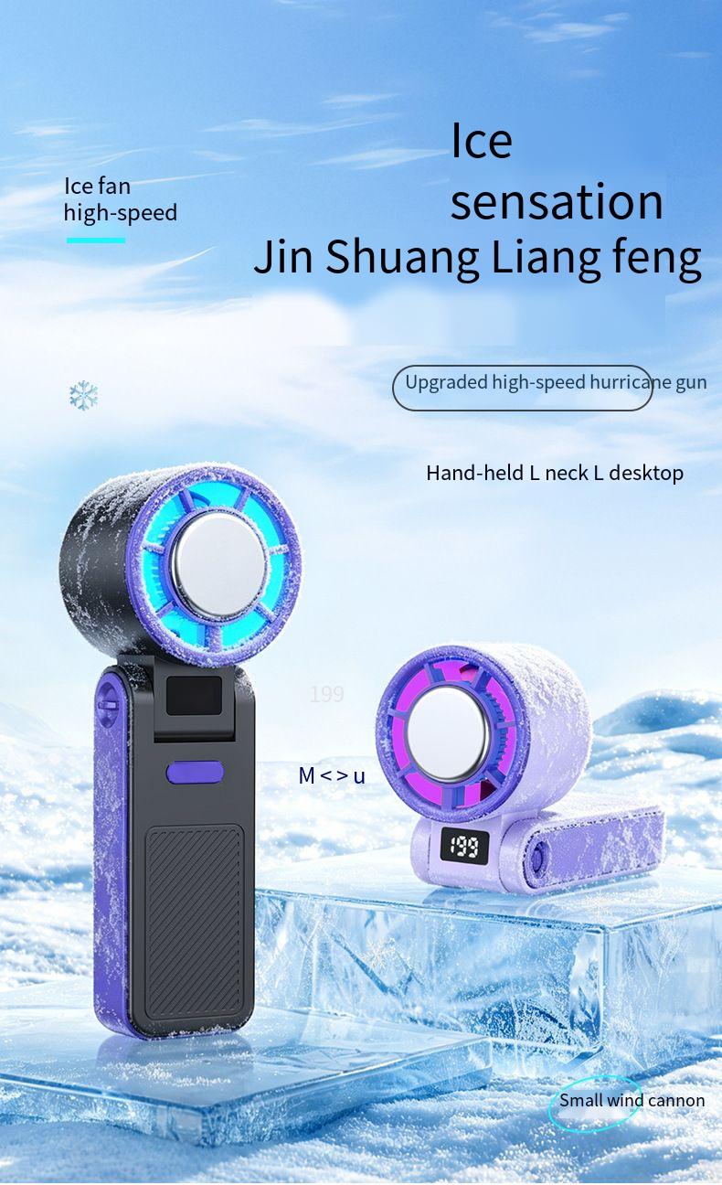 Refrigerating Handheld Powerful Foldable Neck-hanging Mini Fan, Rechargeable_voghion.com