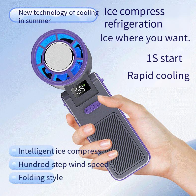 Refrigerating Handheld Powerful Foldable Neck-hanging Mini Fan, Rechargeable_voghion.com
