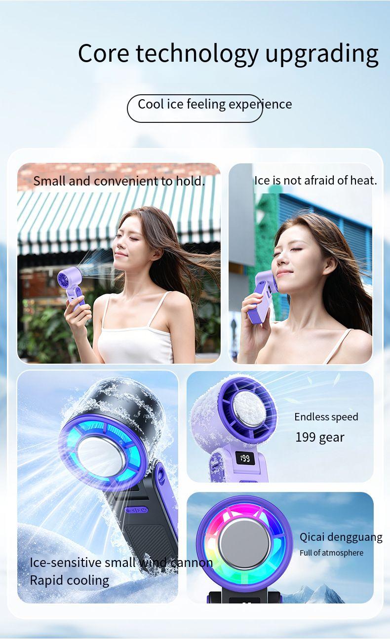 Refrigerating Handheld Powerful Foldable Neck-hanging Mini Fan, Rechargeable_voghion.com