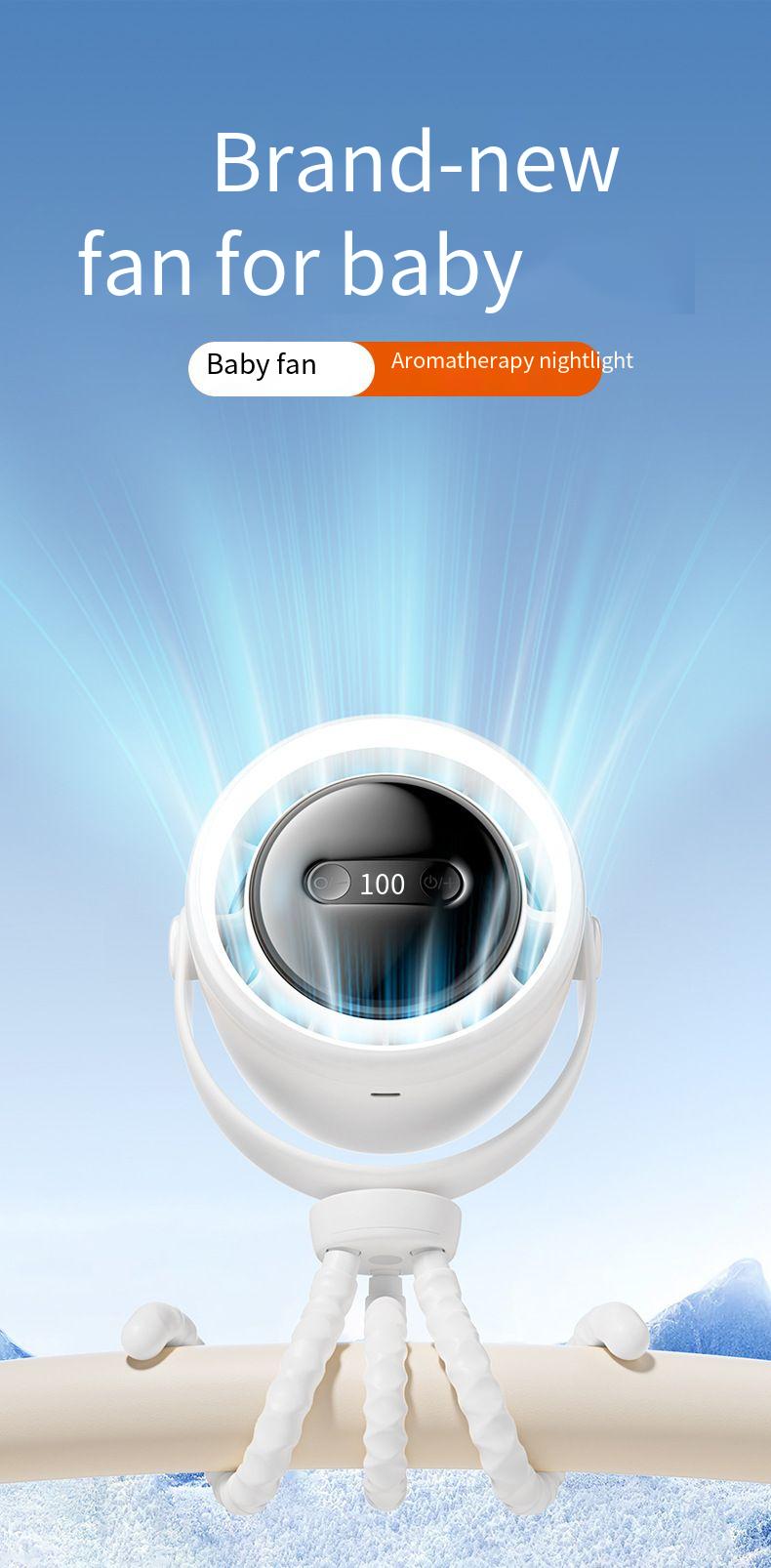 Kleiner Lenkerventilator mit USB-Ladefunktion, geräuschlos, Mini, geeignet für Kinderwagen_voghion.com