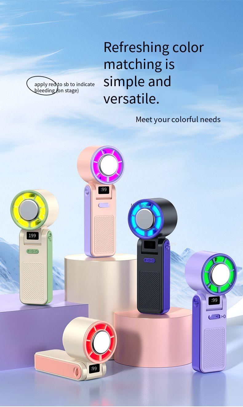 Refrigerating Handheld Powerful Foldable Neck-hanging Mini Fan, Rechargeable_voghion.com
