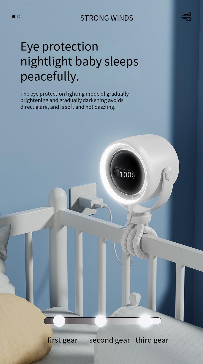 Kleiner Lenkerventilator mit USB-Ladefunktion, geräuschlos, Mini, geeignet für Kinderwagen_voghion.com