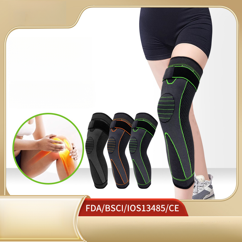 Genouillères de sport à compression longue, en nylon élastique tricoté, équipement de protection chaud pour cyclisme, fitness, course à pied_voghion.com