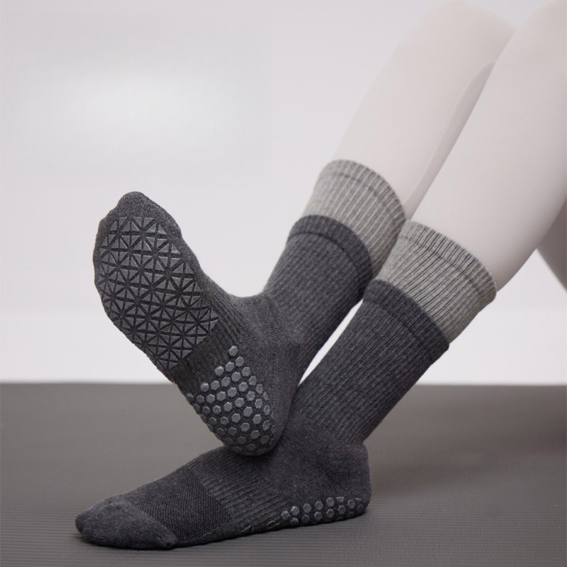 New Autumn Winter Yoga Non-Slip Professional Women Mid-Calf Pilates Long Tube Terry Fitness Sports Socks_voghion.com