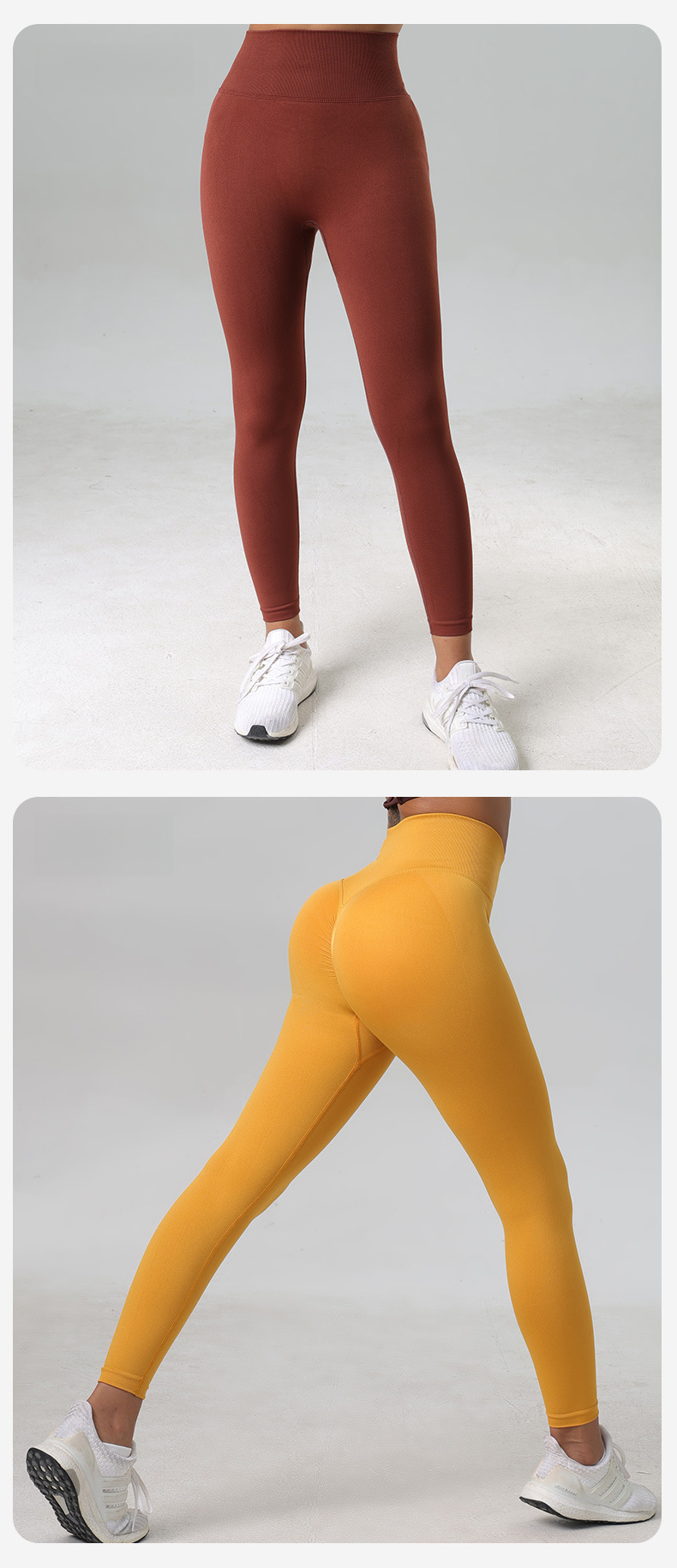 Pantalon de sport taille haute moulant pour le cyclisme, le yoga et le fitness, séchage rapide, couleur pêche, automne et hiver_voghion.com