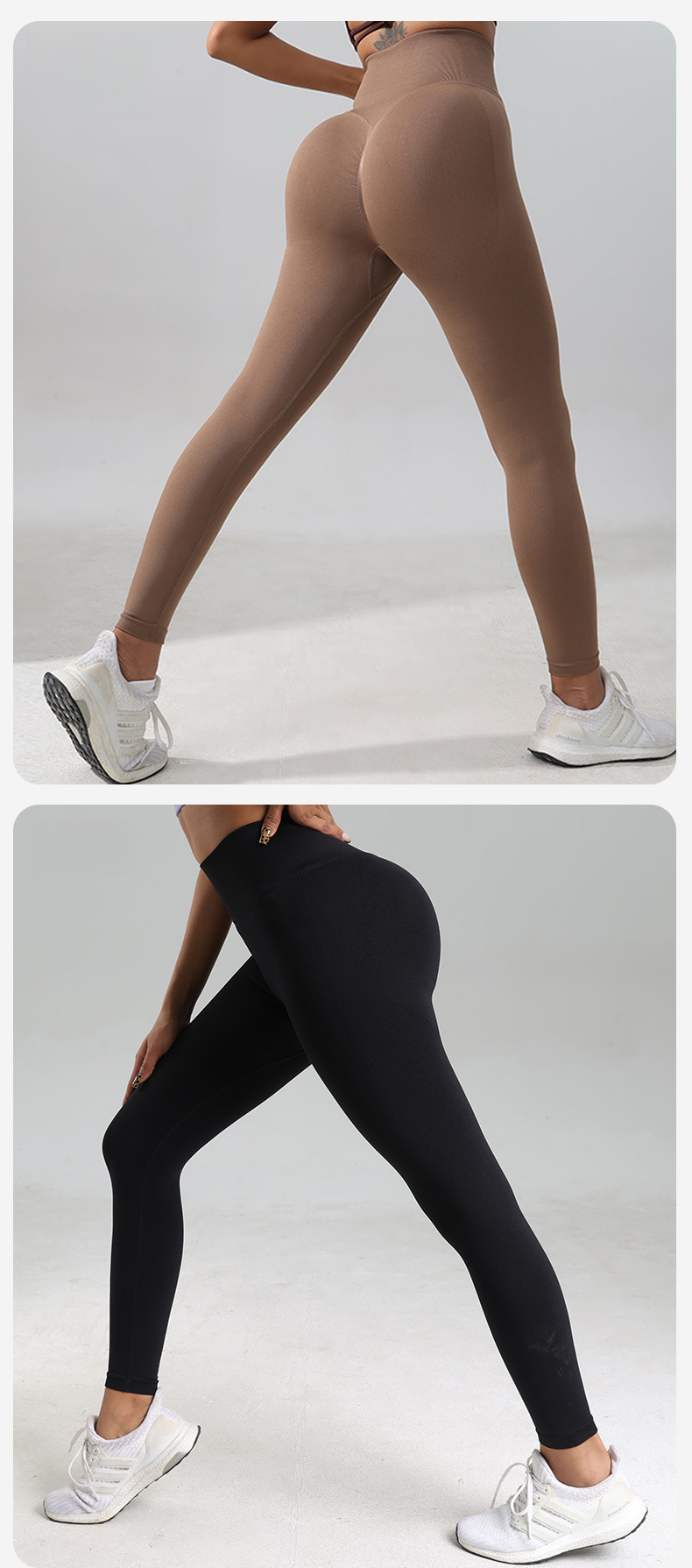 Pantalon de sport taille haute moulant pour le cyclisme, le yoga et le fitness, séchage rapide, couleur pêche, automne et hiver_voghion.com