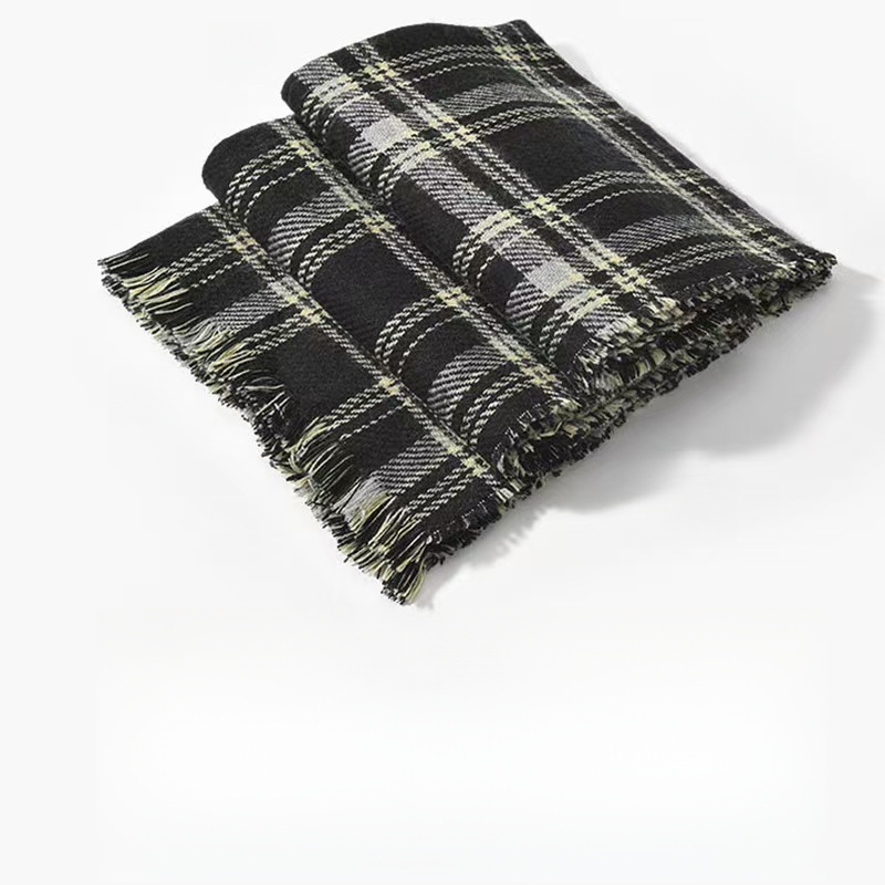 Sciarpa scaldacollo rossa di alta qualità in maglia invernale da donna, stile scozzese, versione coreana, versatile e natalizia_voghion.com