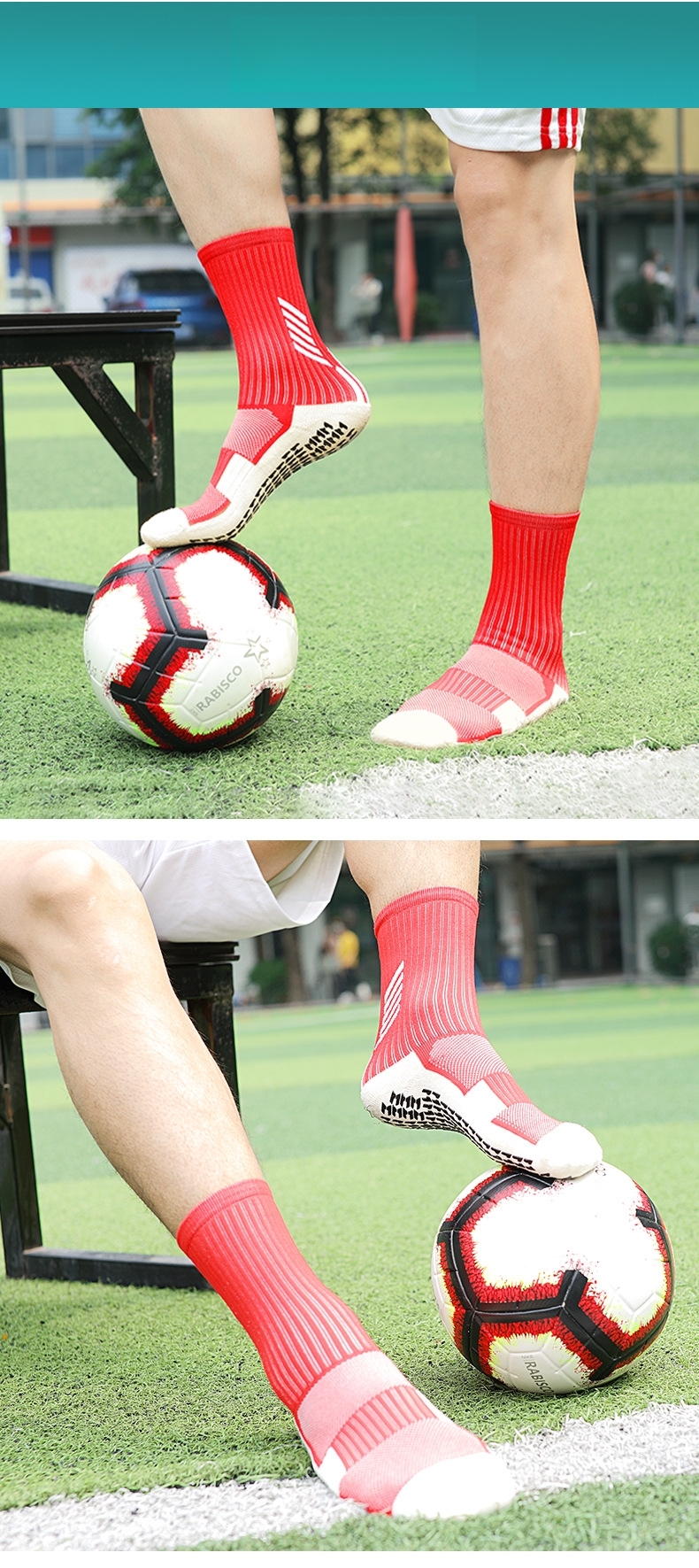 Calzini sportivi assorbenti del sudore con suola in asciugamano antiscivolo a metà polpaccio per allenamento di calcio professionale autunno inverno_voghion.com