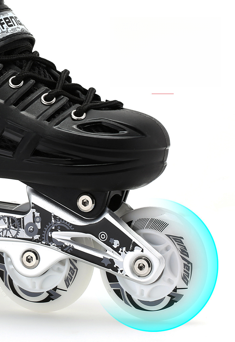 Pattini in linea per adulti e bambini, set completo per principianti, pattini a rotelle unisex professionali per studenti universitari_voghion.com