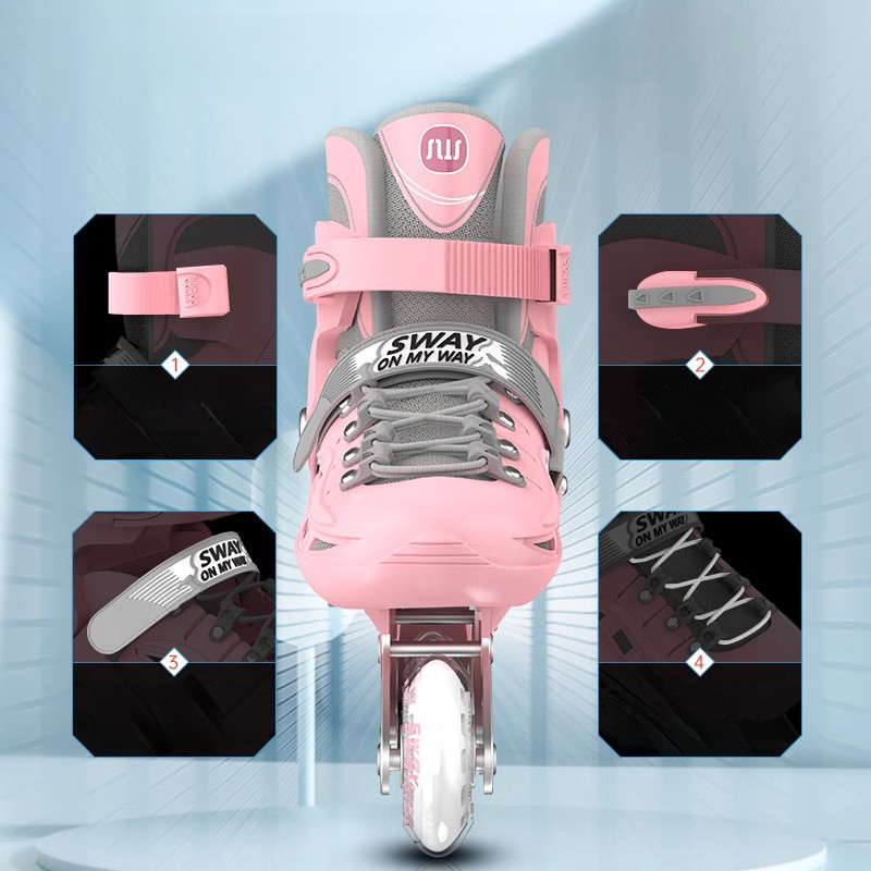 Sway PU Single Flash Adjustable Children's Roller Skates For Boys And Girls, Inline Skates, Detachable_voghion.com