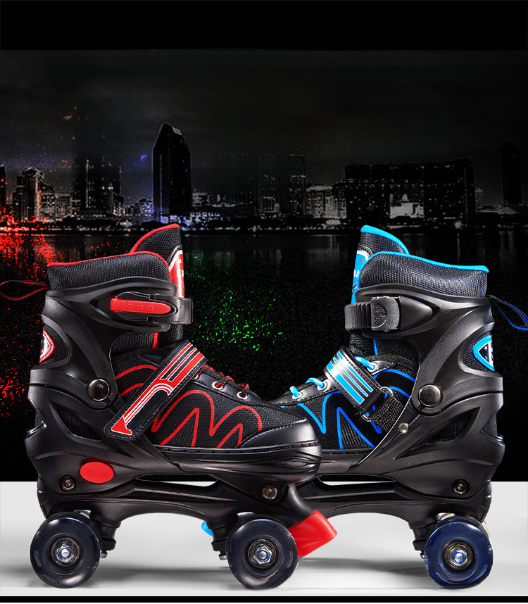 Pattini da ghiaccio in linea per adulti, pattini a rotelle lampeggianti a doppia fila per bambini, per principianti, uomini e donne_voghion.com