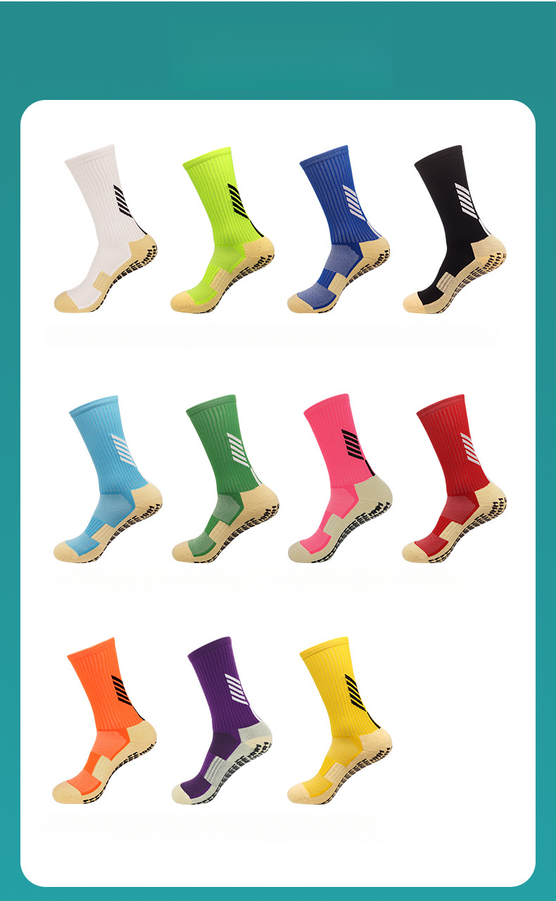 Calzini sportivi assorbenti del sudore con suola in asciugamano antiscivolo a metà polpaccio per allenamento di calcio professionale autunno inverno_voghion.com