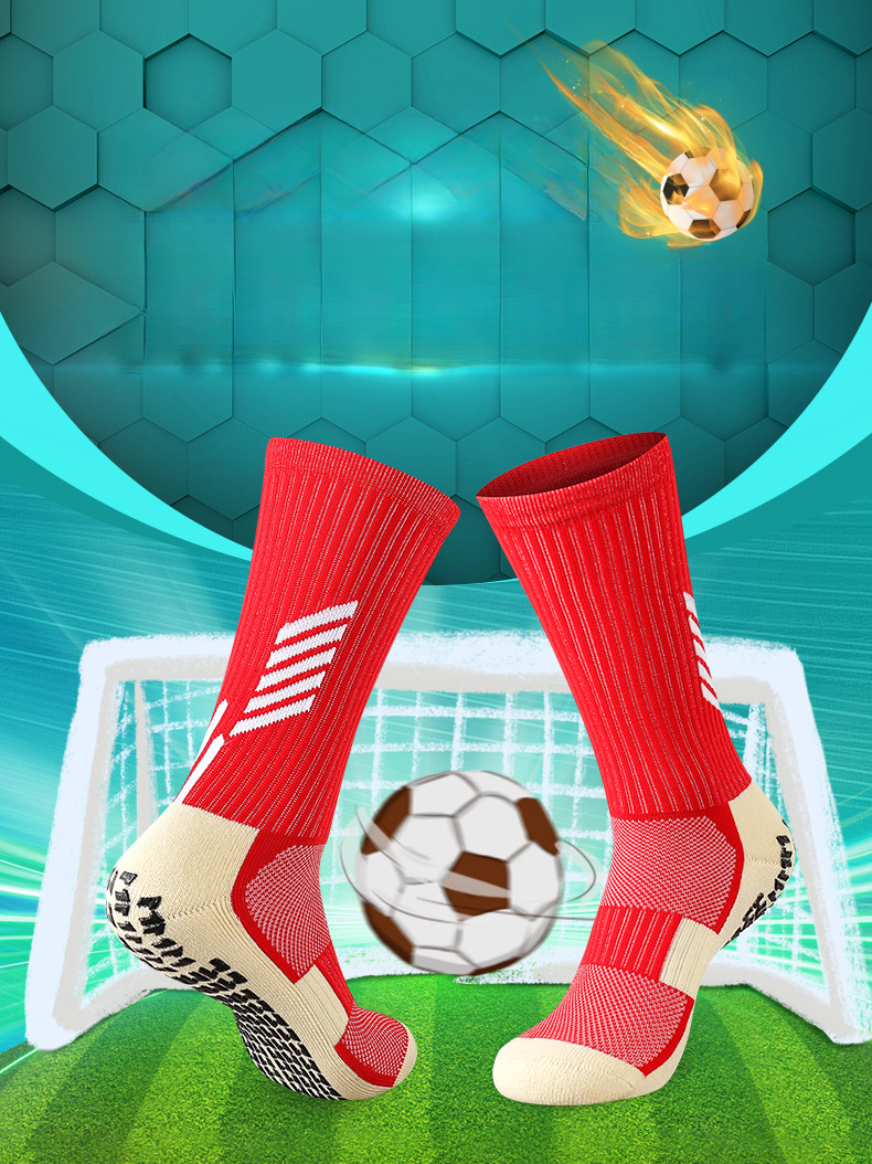 Calzini sportivi assorbenti del sudore con suola in asciugamano antiscivolo a metà polpaccio per allenamento di calcio professionale autunno inverno_voghion.com