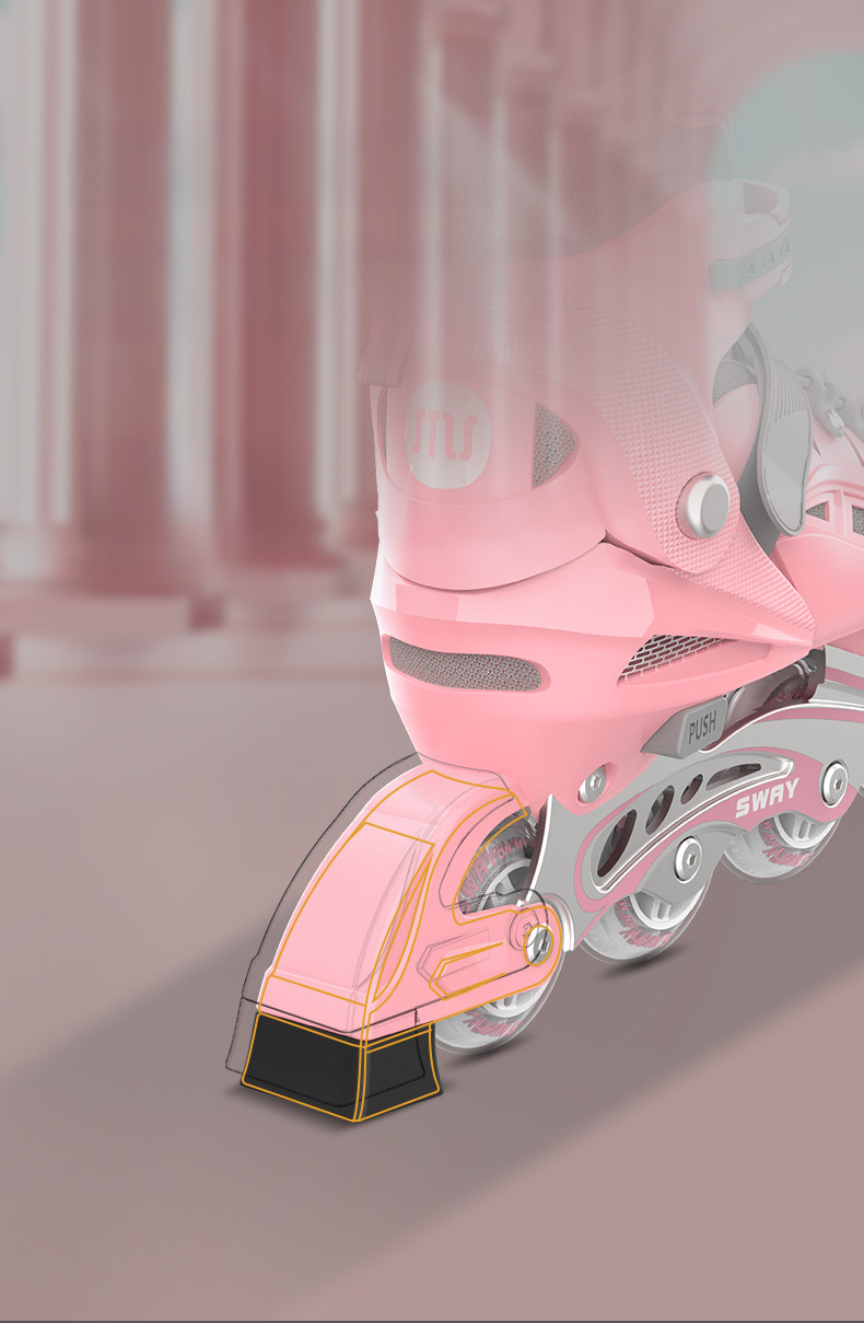 Pattini a rotelle regolabili Sway PU Single Flash per bambini e bambine, pattini in linea, staccabili_voghion.com
